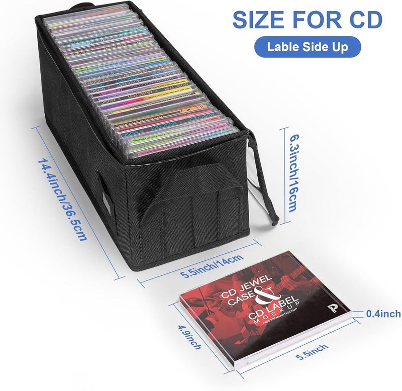 BOATISLE CD Case Holder with Handles and Clear Lid, 4-Pack Black – CD Storage Box with Label Slots, Portable Organizer for Media Collection and Efficient Storage - Image 3